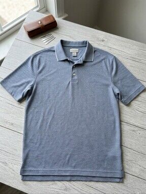 Cutter & Buck XL Blue Textured Polo Short Sleeve Shirt Golf Performance Casual